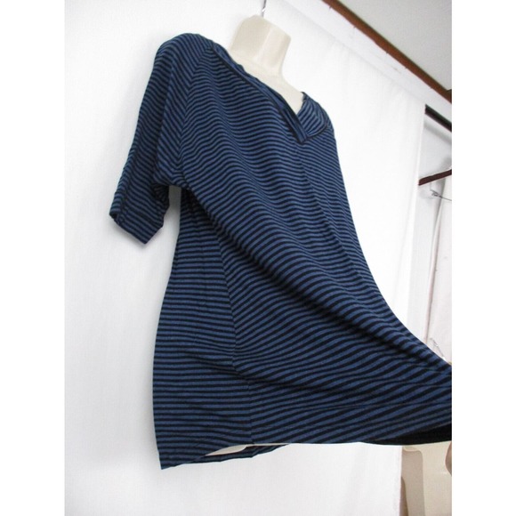 Soma Top Womens Medium Striped Knit Blue Black V-Neck Short Sleeve Casual Comfy - Picture 5 of 10